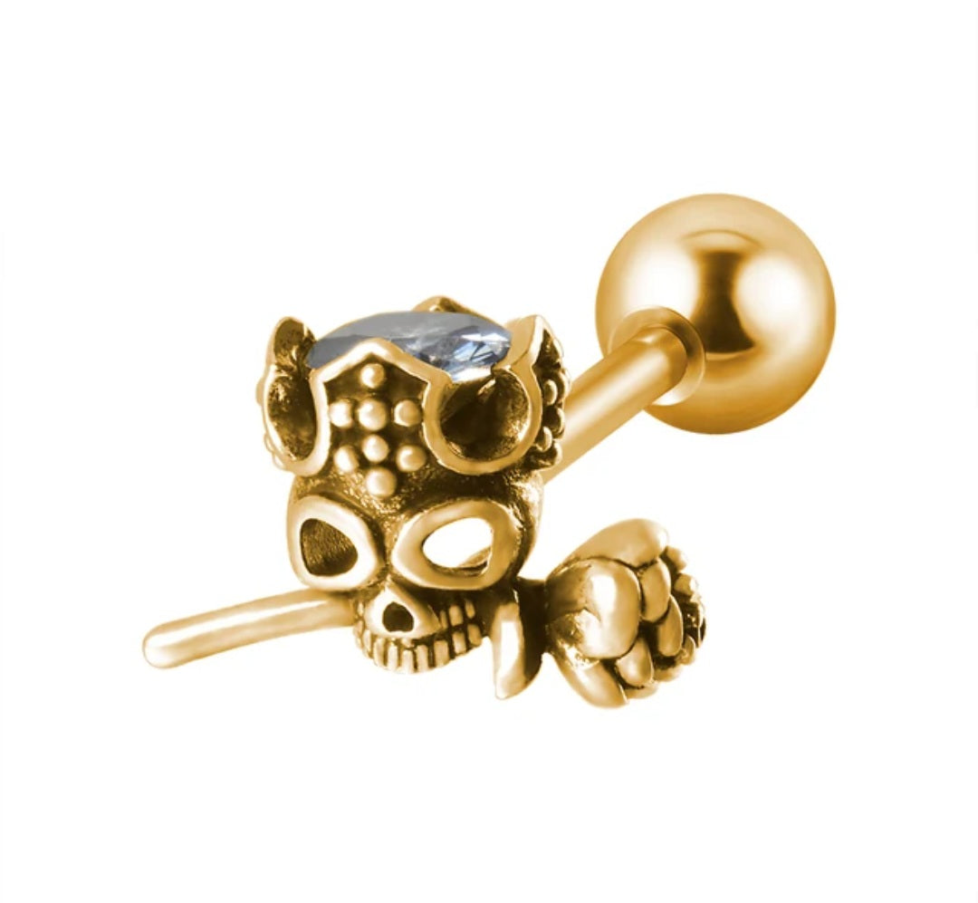 Skull Rose Gem Piercing Jewellery