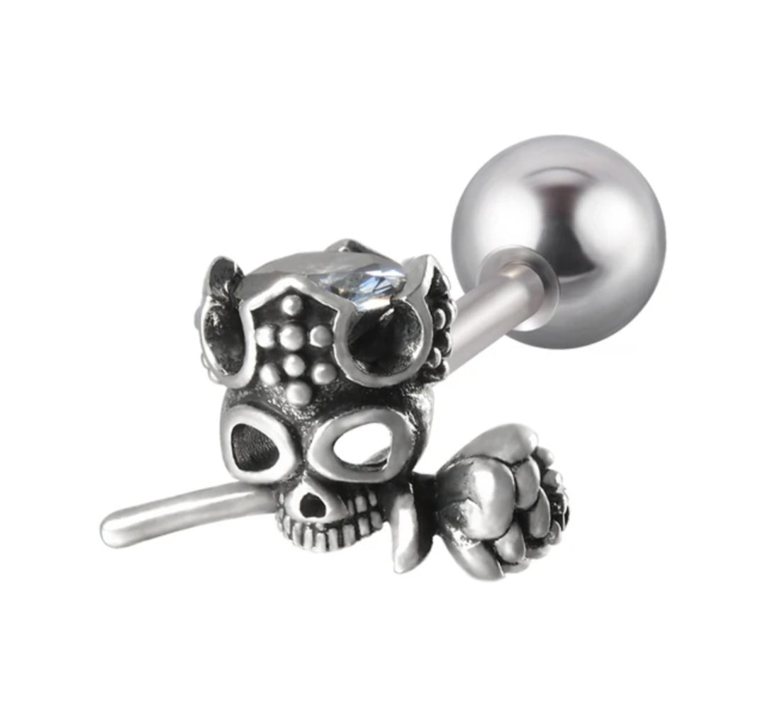 Skull Rose Gem Piercing Jewellery